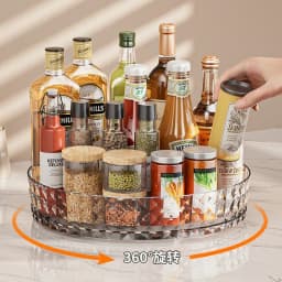 360 Rotating Seasoning Storage Rack Kitchen Storage Spice Rack Non-Slip Cabinet Organizer Tray Plate Cosmetic Organizer Bin