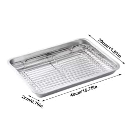 Portable Non-Stick Stainless Steel Baking Pan Removable Square BBQ Tray with Cooling Rack Oven Rack for Cooking Roasting