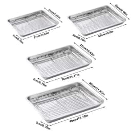 Portable Non-Stick Stainless Steel Baking Pan Removable Square BBQ Tray with Cooling Rack Oven Rack for Cooking Roasting