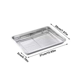 Portable Non-Stick Stainless Steel Baking Pan Removable Square BBQ Tray with Cooling Rack Oven Rack for Cooking Roasting