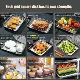 Portable Non-Stick Stainless Steel Baking Pan Removable Square BBQ Tray with Cooling Rack Oven Rack for Cooking Roasting