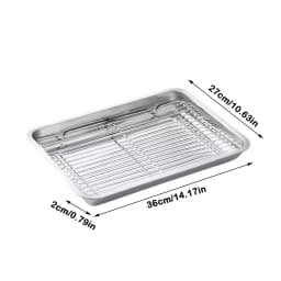 Portable Non-Stick Stainless Steel Baking Pan Removable Square BBQ Tray with Cooling Rack Oven Rack for Cooking Roasting
