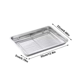 Portable Non-Stick Stainless Steel Baking Pan Removable Square BBQ Tray with Cooling Rack Oven Rack for Cooking Roasting