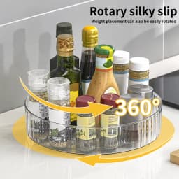 360° Rotating Tray Lazy Susan Fridge Organizer Turntable Storage Tray Clear Food Storage Organizer Spice Rack Kitchen Organizer