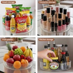 360° Rotating Tray Lazy Susan Fridge Organizer Turntable Storage Tray Clear Food Storage Organizer Spice Rack Kitchen Organizer
