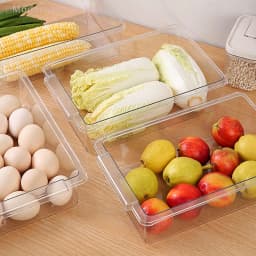 【M】Kitchen Storage Box Fruit Vegetable Preservation Organizer Transparent Egg Container Under-shelf Refrigerator Drawer