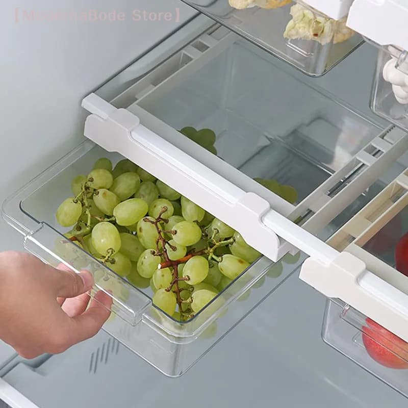 【M】Kitchen Storage Box Fruit Vegetable Preservation Organizer Transparent Egg Container Under-shelf Refrigerator Drawer