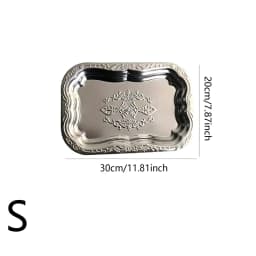 New Stainless Steel Rectangular Tray With Embossed Design For Kitchen Living Room Storage Durable Fruit Snack Cake Serving Dish