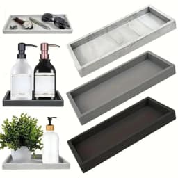 1Pc Bathroom Vanity Silicone Tray, Rectangular Dish Soap and Sponge Holder, Vanity Perfume Organizer, Makeup Ring Storage Tray