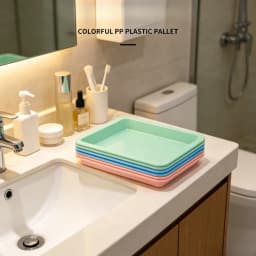 6pcs Brightly Colored Plastic Tray , Durable and Stackable Serving Trays for Snacks, Meals, Arts & Crafts, and Home Organization