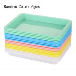 6pcs Brightly Colored Plastic Tray , Durable and Stackable Serving Trays for Snacks, Meals, Arts & Crafts, and Home Organization