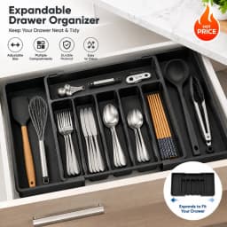 1Pc Silverware Drawer Organizer Expandable Adjustable Plastic Utensil Tray Cutlery Flatware Holder for Kitchen Drawer Storage