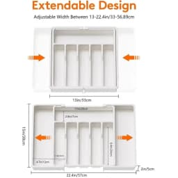 1Pc Silverware Drawer Organizer Expandable Adjustable Plastic Utensil Tray Cutlery Flatware Holder for Kitchen Drawer Storage
