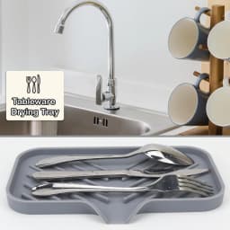 Silicone Faucet Mat Kitchen Sink Splash Drying Pad with Drain Soap Dispenser Sponge Storage Tray