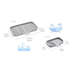 Silicone Faucet Mat Kitchen Sink Splash Drying Pad with Drain Soap Dispenser Sponge Storage Tray
