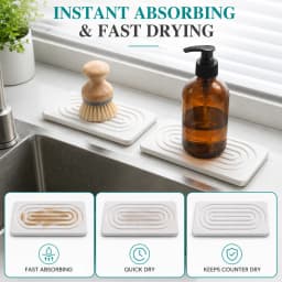 2 Pack Diatomite Tray Fast Drying Stone Sink Organizer For Kitchen Counter Soap Dispenser Bathroom Vanity Sponge Pad
