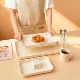 WORTHBUY Rectangular Plastic Food Serving Tray Large Capacity Dessert Fruit Tray Multi-Purpose Deepen Storage Tray For Kitchen
