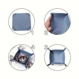 1PC 25X25CM Leather Tray Foldable Table Storage Box Jewelry Key Coin Desk Top Organizer Entryway Nightstand Home Decoration
