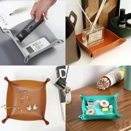 1PC 25X25CM Leather Tray Foldable Table Storage Box Jewelry Key Coin Desk Top Organizer Entryway Nightstand Home Decoration
