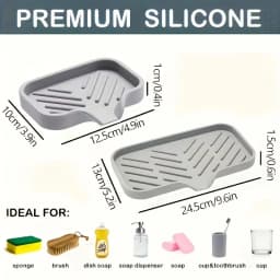 Silicone Kitchen Sink Organizer Tray, 1pc, Non-Food Contact Soap and Sponge Holder, Water-Resistant Countertop Storage Accessory