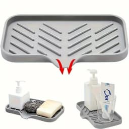 Silicone Kitchen Sink Organizer Tray, 1pc, Non-Food Contact Soap and Sponge Holder, Water-Resistant Countertop Storage Accessory