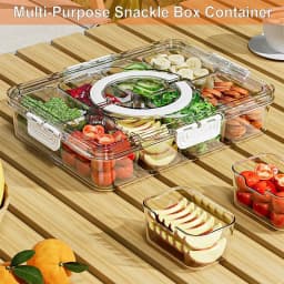 8-Grid Divided Plate with Lid Food Storage Box Snack Box Fruit Storage Container Candy Fruits Nuts Clear Refrigerator Organizer