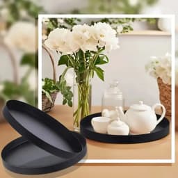 1pcBathroom Aromatherapy Tray  Living Room Desktop Tray Black Metal Round Multifunctional Desk Storage Rack