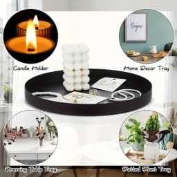 1pcBathroom Aromatherapy Tray  Living Room Desktop Tray Black Metal Round Multifunctional Desk Storage Rack