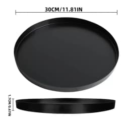 1pcBathroom Aromatherapy Tray  Living Room Desktop Tray Black Metal Round Multifunctional Desk Storage Rack