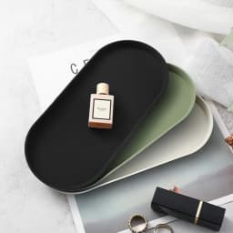 1pc Silicone Tray Non-Slip Bathroom Kitchen Countertop Organizer Oval Easy Clean Tray for Cosmetics Jewelry Perfume Soap Storage