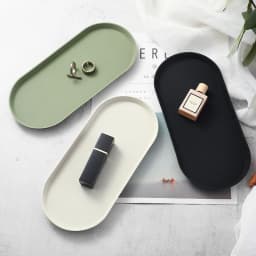 1pc Silicone Tray Non-Slip Bathroom Kitchen Countertop Organizer Oval Easy Clean Tray for Cosmetics Jewelry Perfume Soap Storage