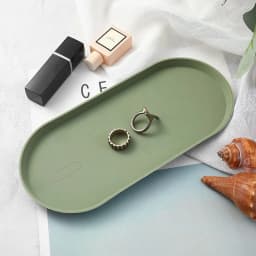 1pc Silicone Tray Non-Slip Bathroom Kitchen Countertop Organizer Oval Easy Clean Tray for Cosmetics Jewelry Perfume Soap Storage
