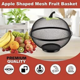 with Mesh Cover Metal Fruit Basket Moisture Resistant multifunctional Kitchen Storage Rack Easy To Clean Fruit Bowl Kitchen