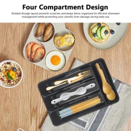 Silverware Tray for Drawer Flatware Organizer Compact Holder with 4 Compartment for Forks Cooking Kitchen Cabinet Countertop