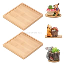 Flower Pot Tray Multi Bamboo Tray Wood Cup Pad Plant Pot Tray for Kitchen Decorative Plate Creative Coaster Coffee Cup Mat