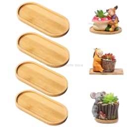 Flower Pot Tray Multi Bamboo Tray Wood Cup Pad Plant Pot Tray for Kitchen Decorative Plate Creative Coaster Coffee Cup Mat