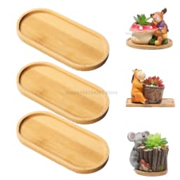Flower Pot Tray Multi Bamboo Tray Wood Cup Pad Plant Pot Tray for Kitchen Decorative Plate Creative Coaster Coffee Cup Mat