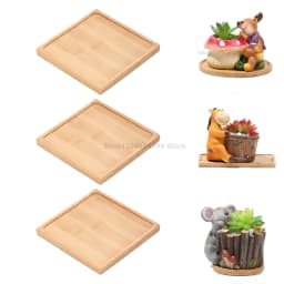 Flower Pot Tray Multi Bamboo Tray Wood Cup Pad Plant Pot Tray for Kitchen Decorative Plate Creative Coaster Coffee Cup Mat