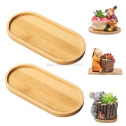 Flower Pot Tray Multi Bamboo Tray Wood Cup Pad Plant Pot Tray for Kitchen Decorative Plate Creative Coaster Coffee Cup Mat