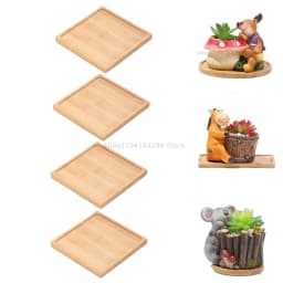 Flower Pot Tray Multi Bamboo Tray Wood Cup Pad Plant Pot Tray for Kitchen Decorative Plate Creative Coaster Coffee Cup Mat