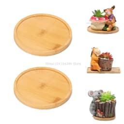 Flower Pot Tray Multi Bamboo Tray Wood Cup Pad Plant Pot Tray for Kitchen Decorative Plate Creative Coaster Coffee Cup Mat
