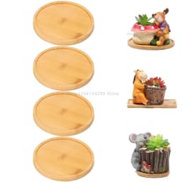 Flower Pot Tray Multi Bamboo Tray Wood Cup Pad Plant Pot Tray for Kitchen Decorative Plate Creative Coaster Coffee Cup Mat