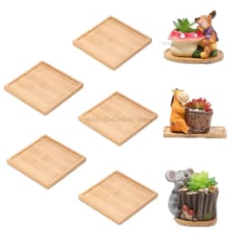 Flower Pot Tray Multi Bamboo Tray Wood Cup Pad Plant Pot Tray for Kitchen Decorative Plate Creative Coaster Coffee Cup Mat