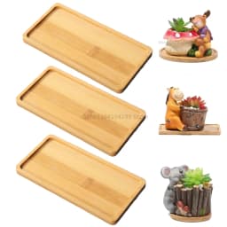Flower Pot Tray Multi Bamboo Tray Wood Cup Pad Plant Pot Tray for Kitchen Decorative Plate Creative Coaster Coffee Cup Mat