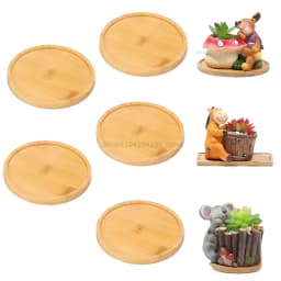 Flower Pot Tray Multi Bamboo Tray Wood Cup Pad Plant Pot Tray for Kitchen Decorative Plate Creative Coaster Coffee Cup Mat