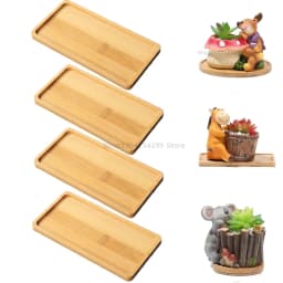 Flower Pot Tray Multi Bamboo Tray Wood Cup Pad Plant Pot Tray for Kitchen Decorative Plate Creative Coaster Coffee Cup Mat
