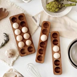 1Pc Multi-Compartment Acacia Wood Egg Holder, Wooden Baking Egg Storage Tray, Nordic Pastoral Style Duck Egg Storage Box, Storage Rack Suitable for Kitchen and Dining Room Egg Storage Rack, Baking Refrigerator Egg Tray, Gift Item