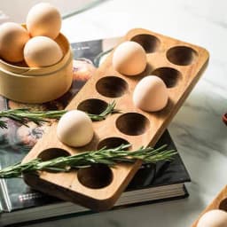 1Pc Multi-Compartment Acacia Wood Egg Holder, Wooden Baking Egg Storage Tray, Nordic Pastoral Style Duck Egg Storage Box, Storage Rack Suitable for Kitchen and Dining Room Egg Storage Rack, Baking Refrigerator Egg Tray, Gift Item