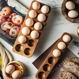1Pc Multi-Compartment Acacia Wood Egg Holder, Wooden Baking Egg Storage Tray, Nordic Pastoral Style Duck Egg Storage Box, Storage Rack Suitable for Kitchen and Dining Room Egg Storage Rack, Baking Refrigerator Egg Tray, Gift Item