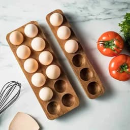 1Pc Multi-Compartment Acacia Wood Egg Holder, Wooden Baking Egg Storage Tray, Nordic Pastoral Style Duck Egg Storage Box, Storage Rack Suitable for Kitchen and Dining Room Egg Storage Rack, Baking Refrigerator Egg Tray, Gift Item
